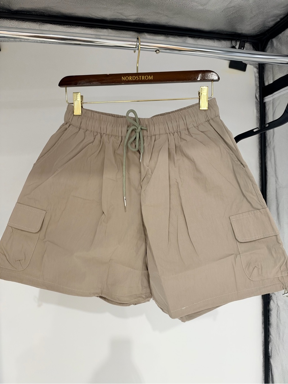 Drawstring Cargo Shorts - gray